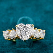 Front View Of Heart Cut 5 Stone Lab Diamond Ring