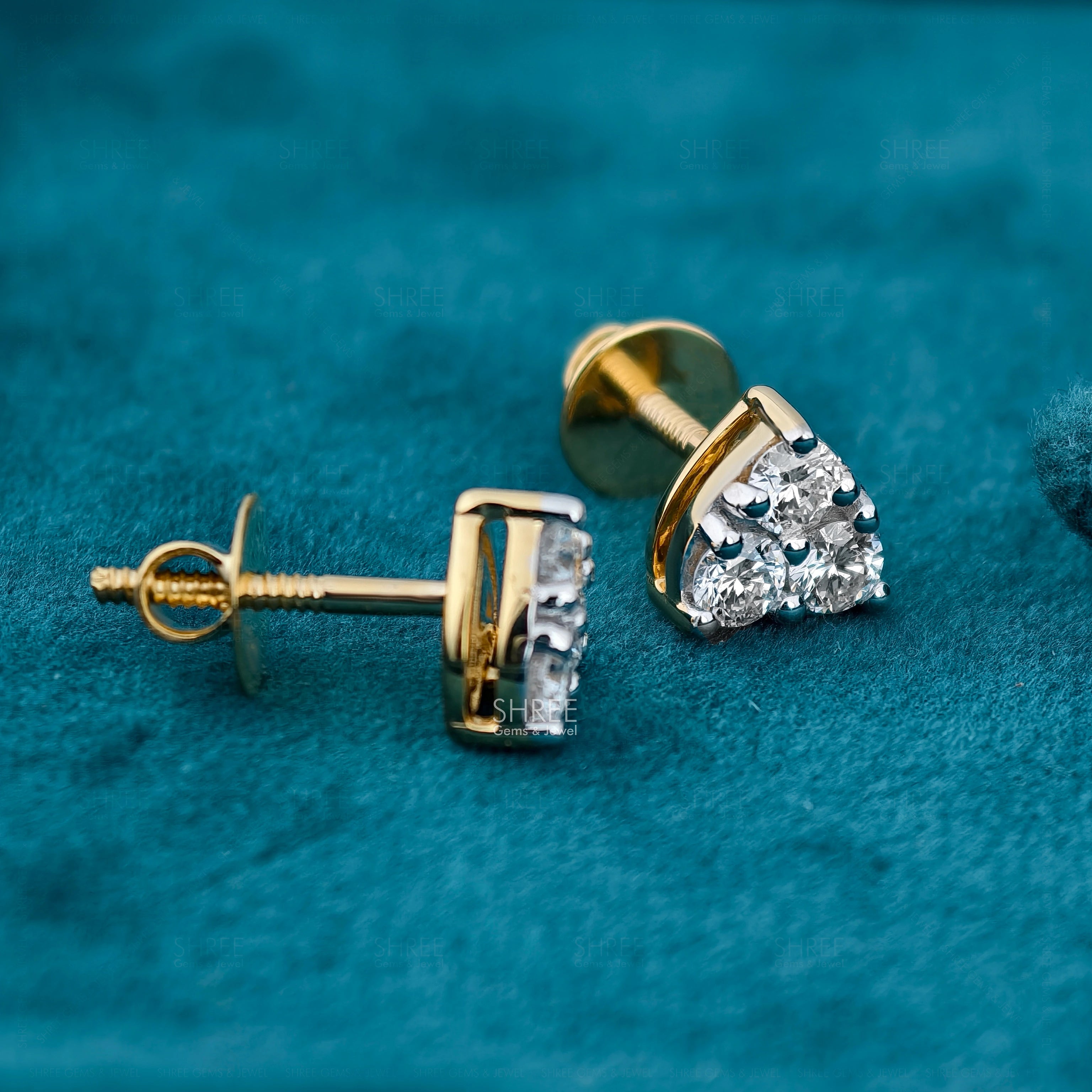 Front and Side View of Lab Created Diamond Stud Earrings