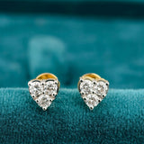 Front View of Heart Shaped Diamond Stud Earrings​
