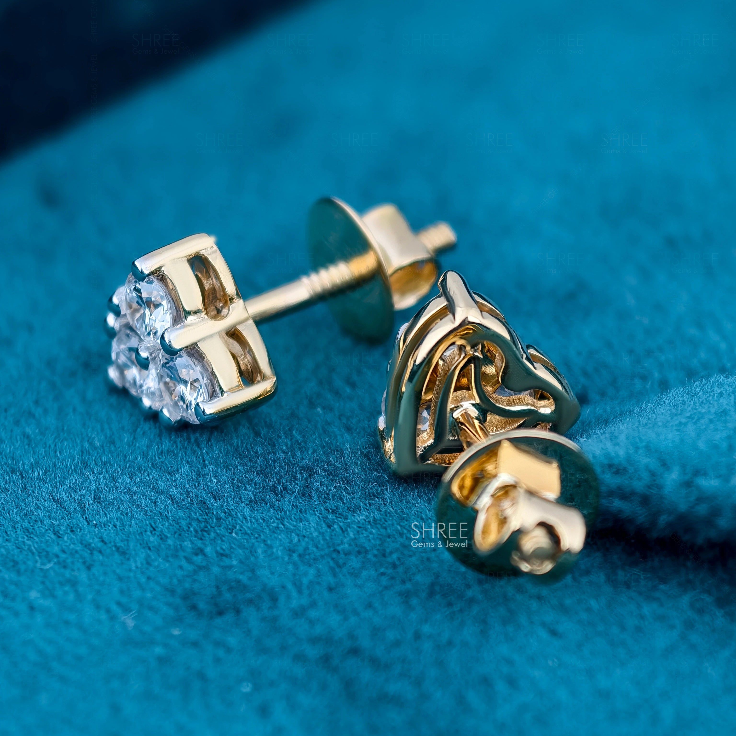 Back & Setting Detail View of Lab Diamond Earrings Studs
