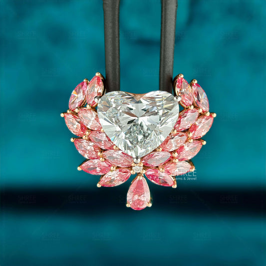 front view of Heart Shaped Pink lab grown diamond pendant
