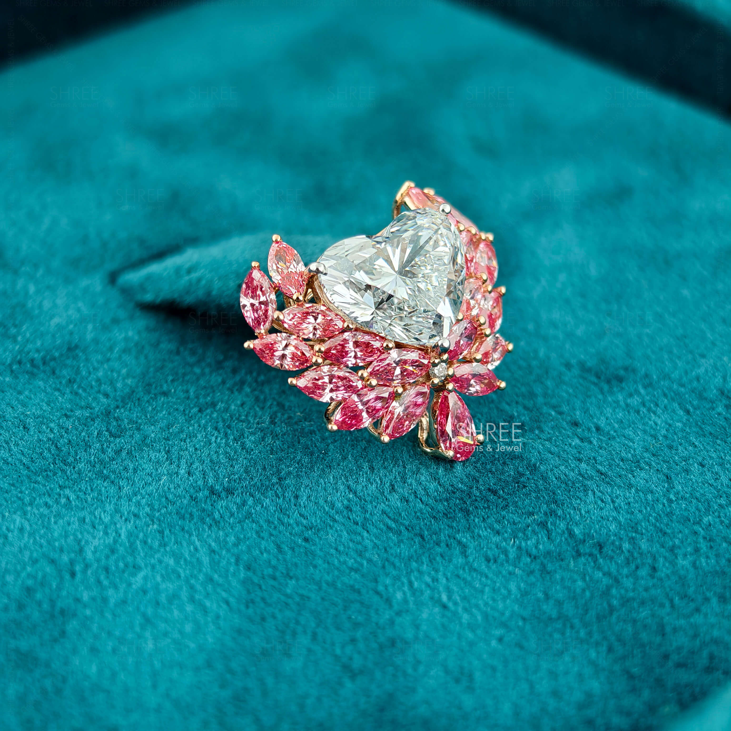 side view of diamond heart pendant​
