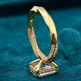 Emerald Cut Lab Diamond Hidden Halo Beautiful Gold Engagement Ring