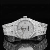 Front view pf Iced out Moissanite AP Watch  41 MM  White Gold Tone