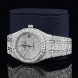 Side angle of Iced out Moissanite AP Watch  41 MM  White Gold Tone