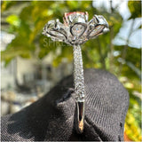 Pear and Cushion Cut Lab Diamond Fing Floral 14K Gold For Girlfriend Wife Birthday Gift
