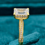 Emerald Cut Lab Diamond Hidden Halo Beautiful Gold Engagement Ring