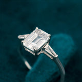Emerald Cut Lab Grown Diamond 3 Stone Engagement Ring