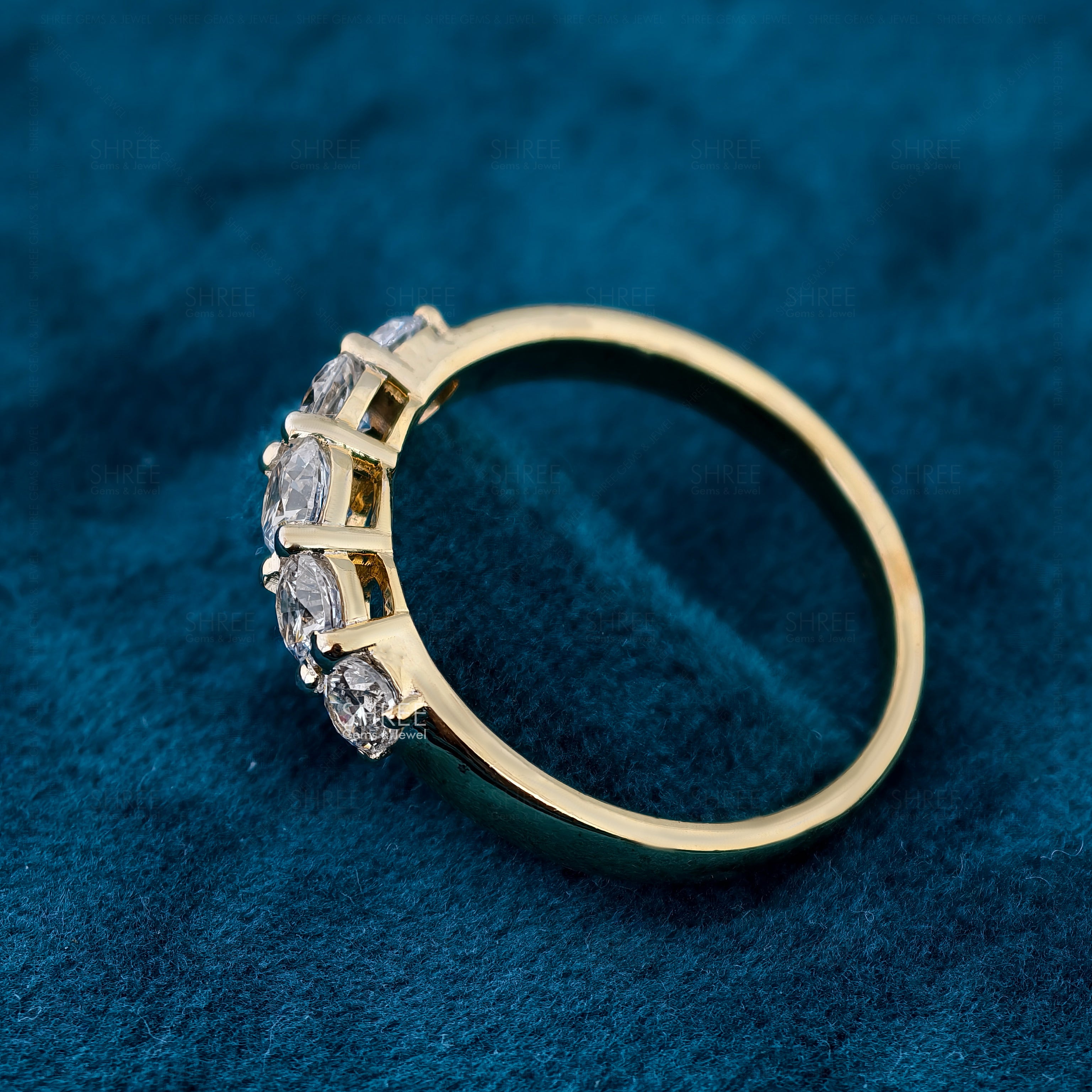 Round Cut Lab Diamond Five Stone Anniversary Ring