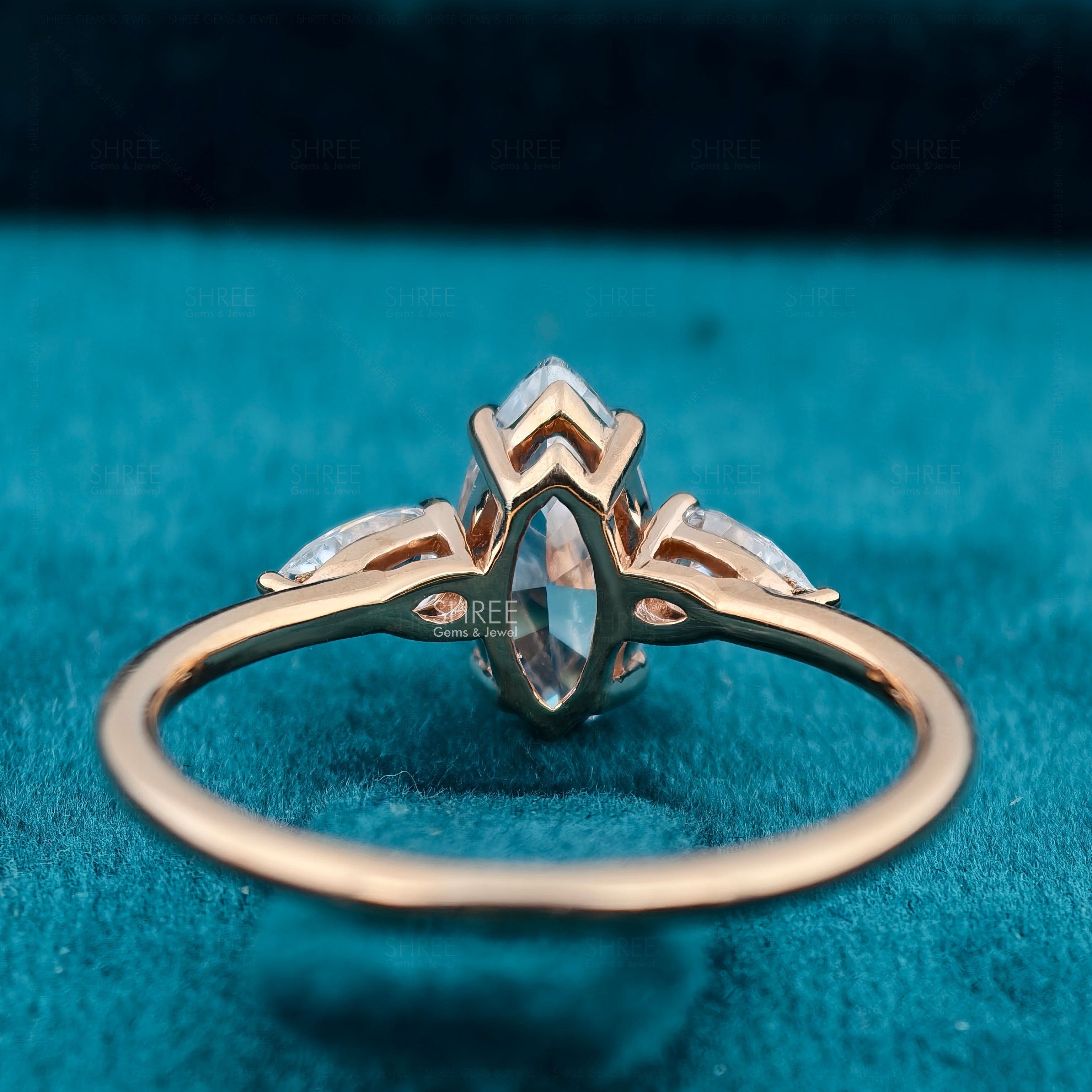 Marquise Cut Diamond 3 Stone Accent Stone Anniversary Ring