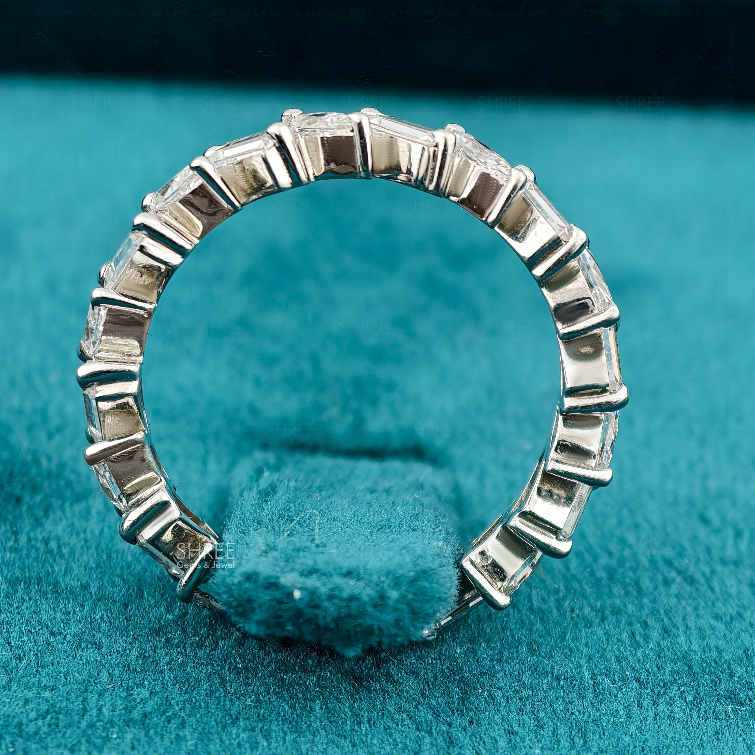 Marquise & Baguette Cut Lab Diamond Wedding Band