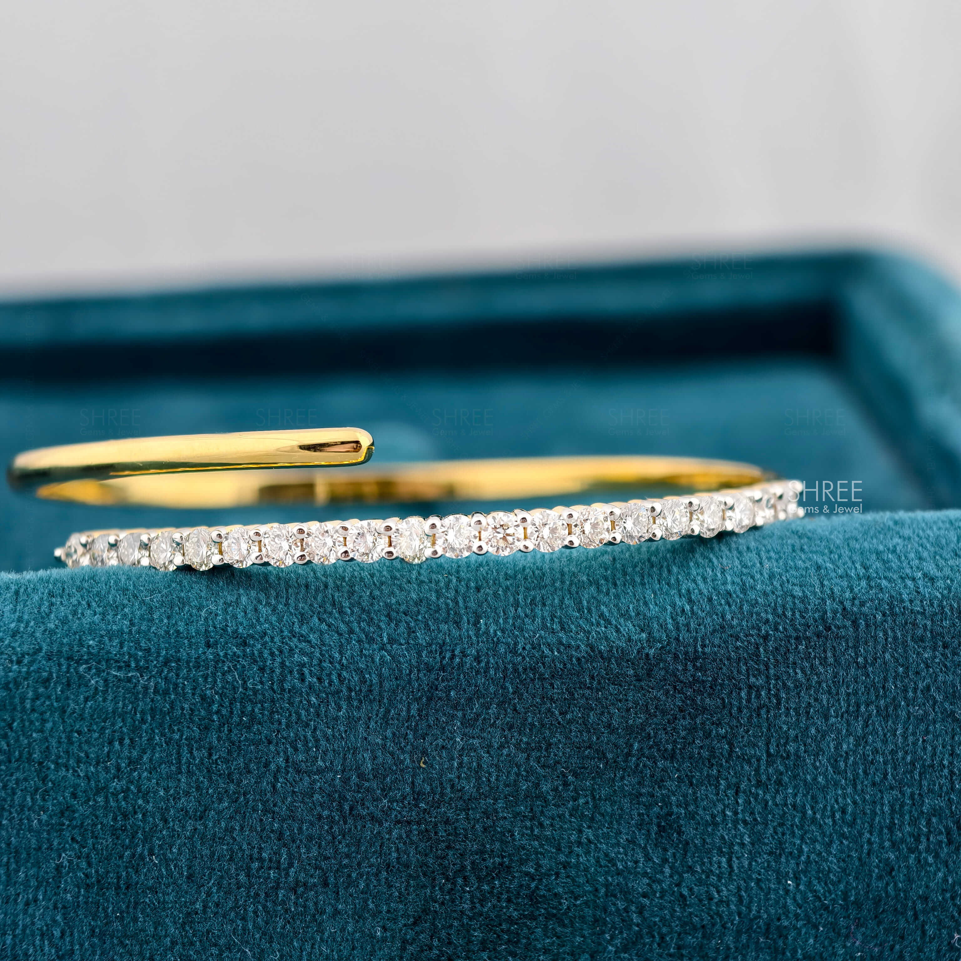 Front View Of Lab Grown Diamond Bangle Bracelet for Women