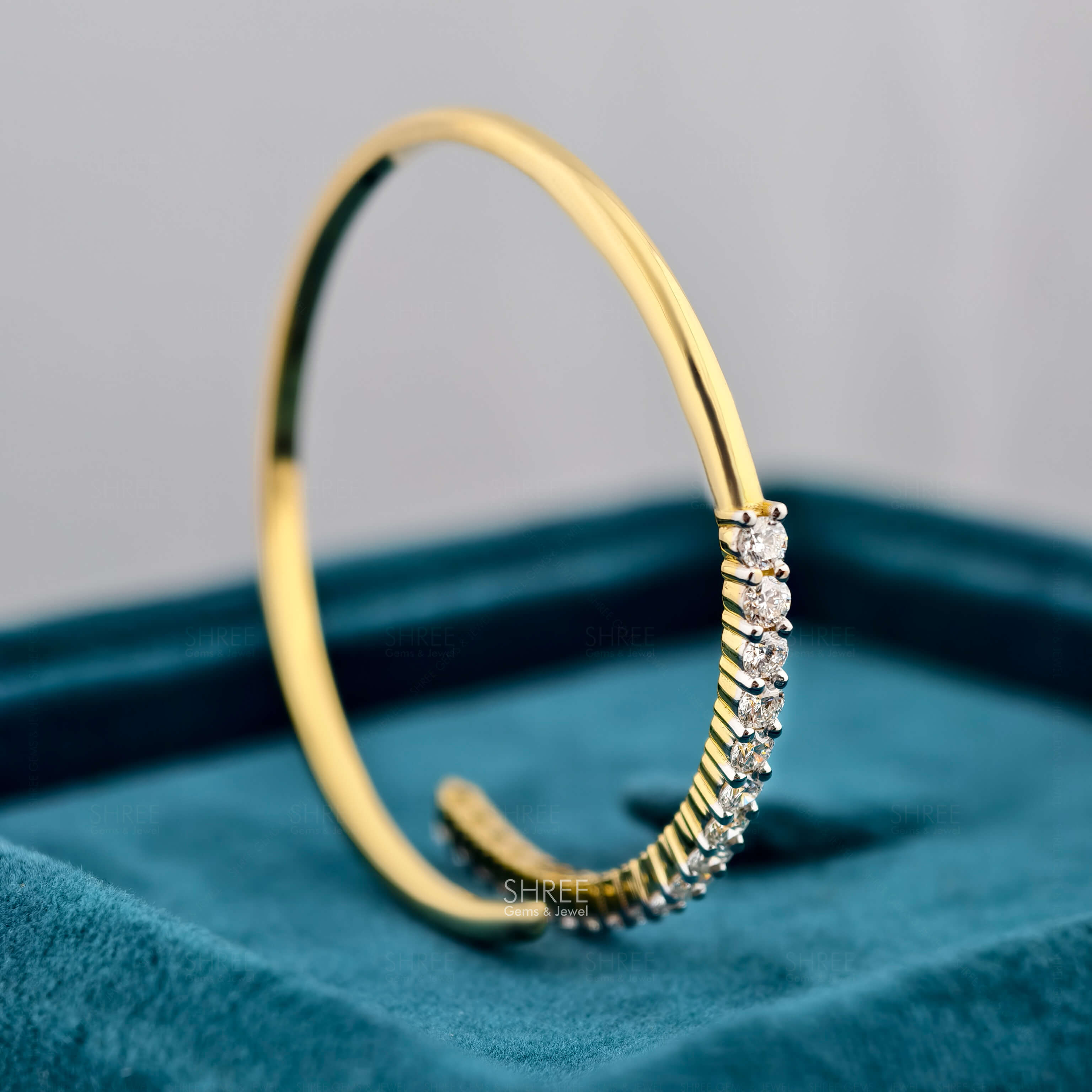 Side Close View of Lab Grown Diamond Bangle Bracelets​
