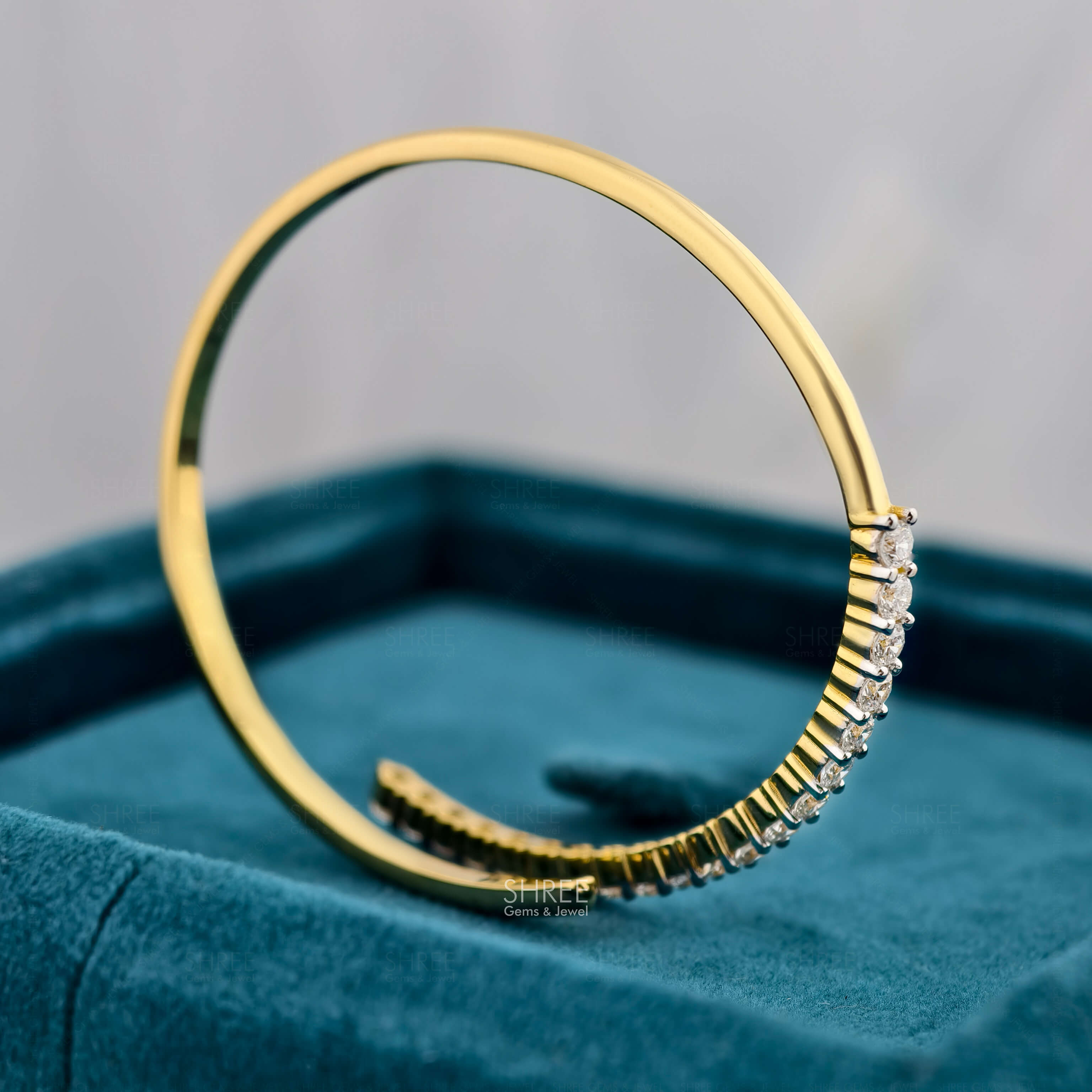Side Close View of Lab Grown Diamond Bangle Bracelets​
