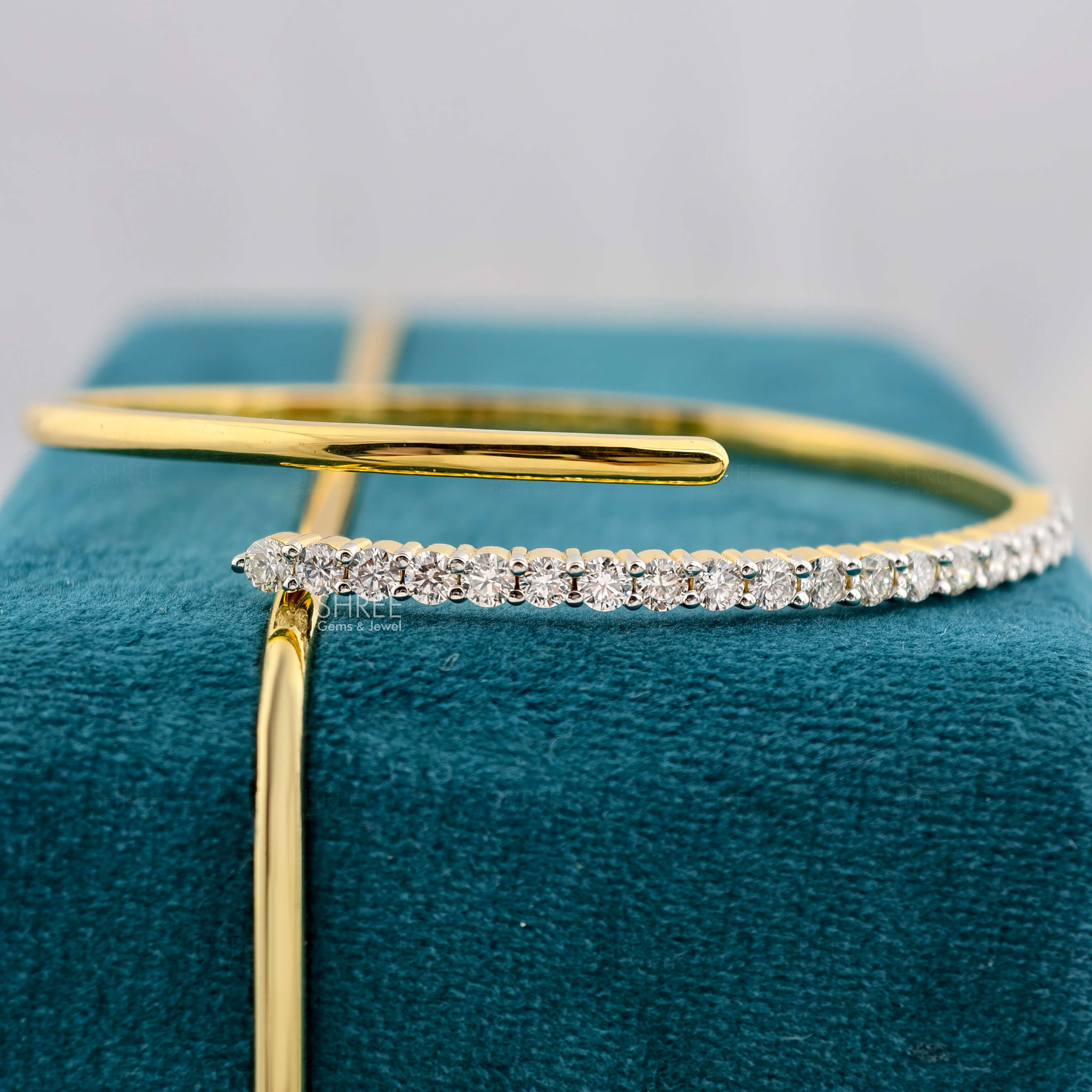 Top Horizontal View of Lab Created Diamond Bangle Bracelet​
