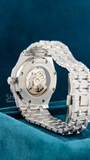 Back case View of Luxury Ap icedout Moissanite Timepiece | 41 MM | White Gold Tone