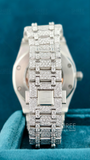 Back side view of Luxury Ap icedout Moissanite Timepiece | 41 MM | White Gold Tone