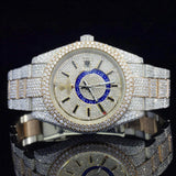Front View Of Luxury Moissanite Iced GMT Watch – Automatic Two Tone