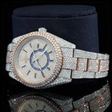 Side View of Luxury Moissanite Iced GMT Watch – Automatic Two Tone