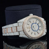 Side Face View of Luxury Moissanite Iced GMT Watch – Automatic Two Tone