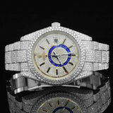 Front View of Luxury Moissanite Iced GMT Watch – Automatic Two Tone