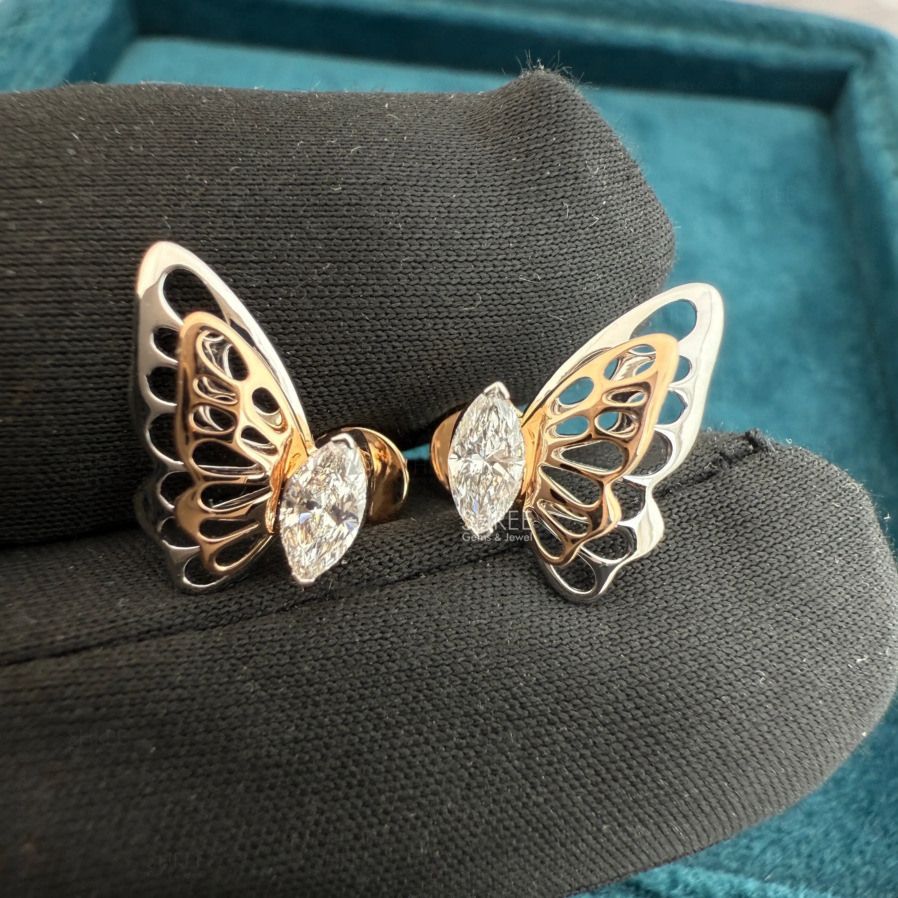 On Hand Close-Up Front View of Diamond Stud Earrings 1 Carat​
