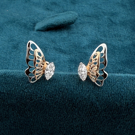 Front View of Diamond 1 Carat Stud Earrings​

