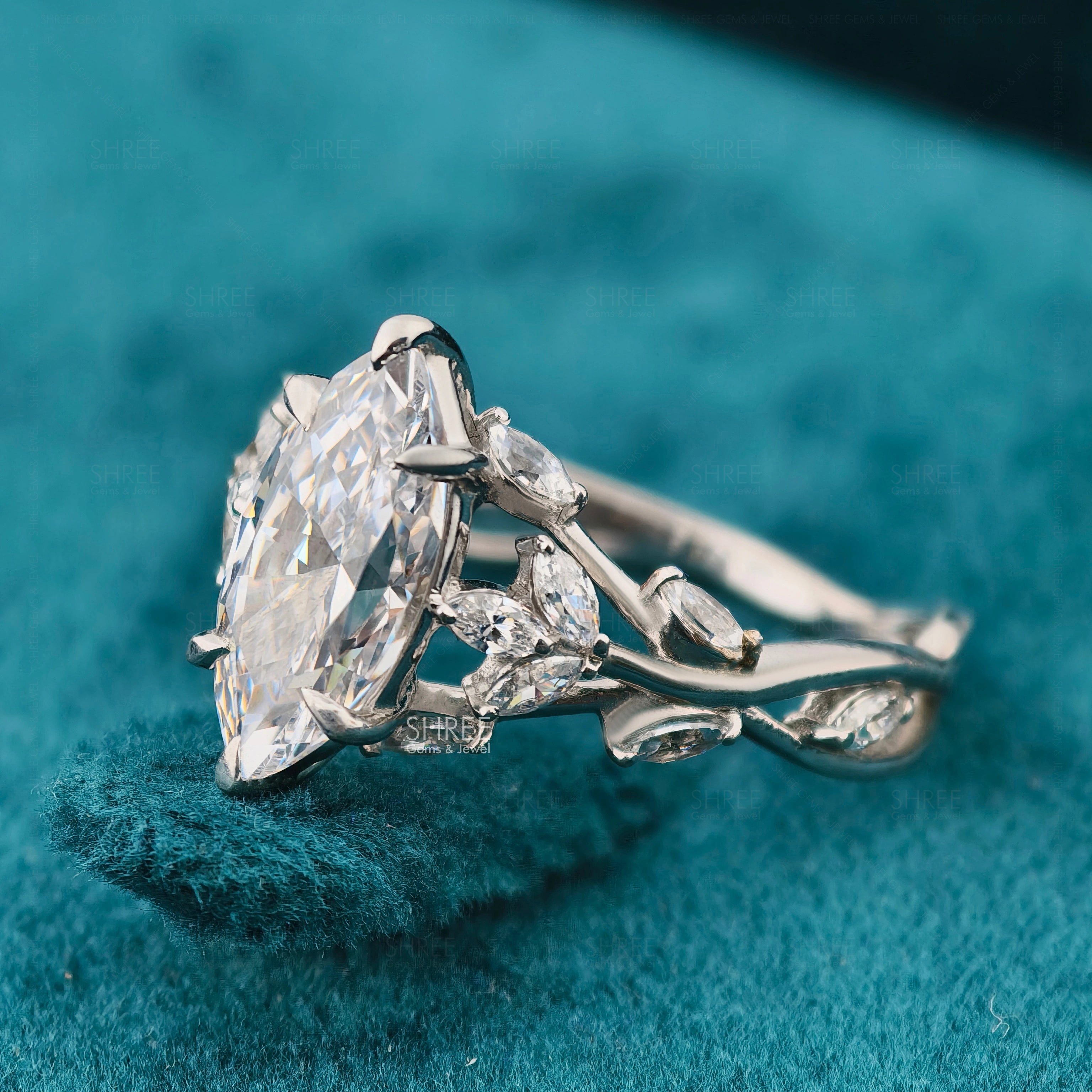 Side View of Vintage Marquise Diamond Ring