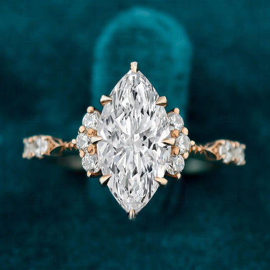 Close of View of Lab Grown Marquise Diamond Engagement Ring​