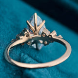Back Side View Of Marquise Shaped Diamond Cluster Engagement Ring