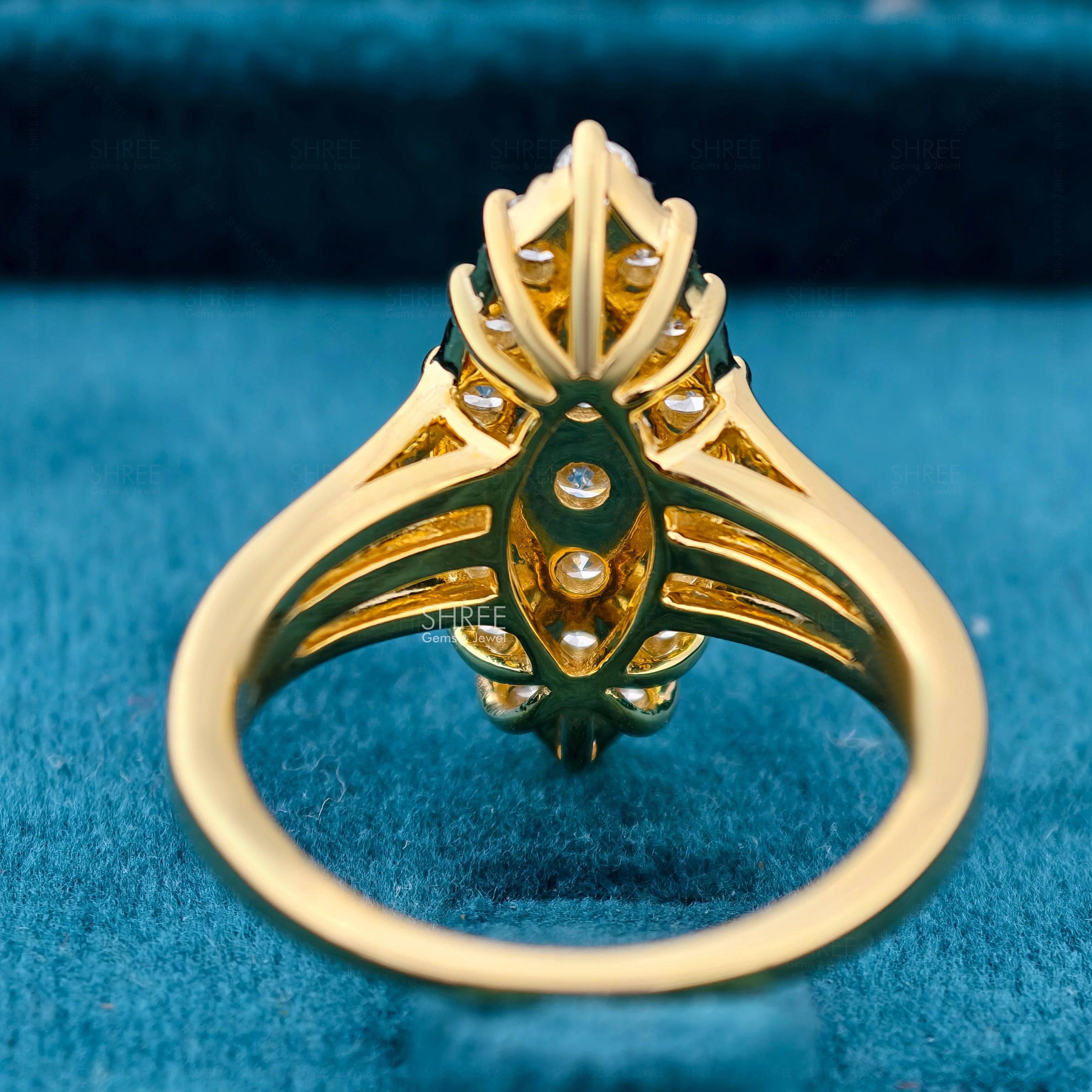 back view of vintage cluster diamond ring