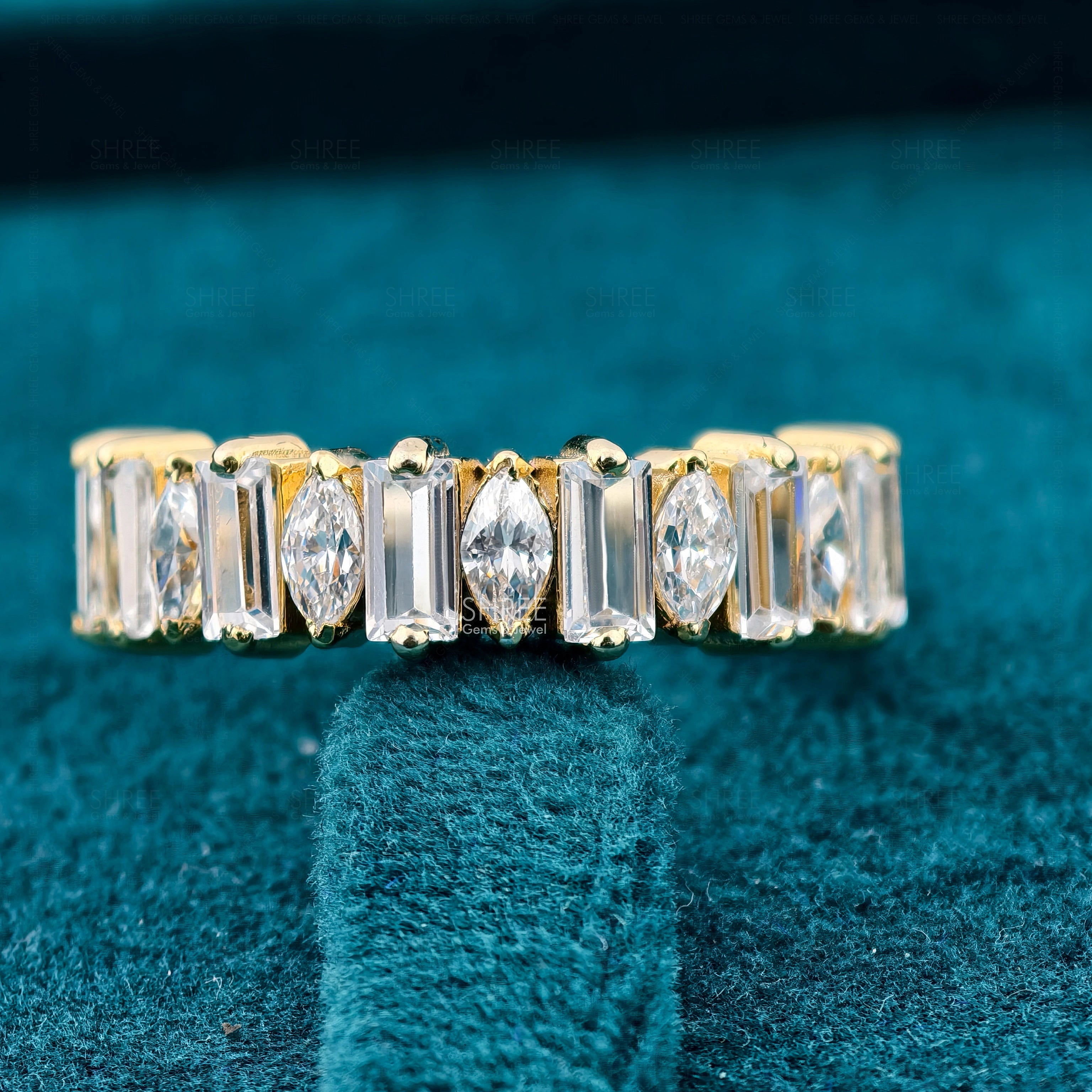 Front View Of Marquise & Baguette Lab Diamond Eternity Ring For Her