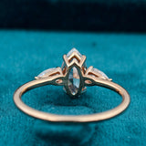 Back Side View of Marquise & Pear Cut Three Stone Lab Created Diamond Ring​