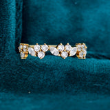 Front View of Round and Marquise Cluster Diamond Wedding Band​

