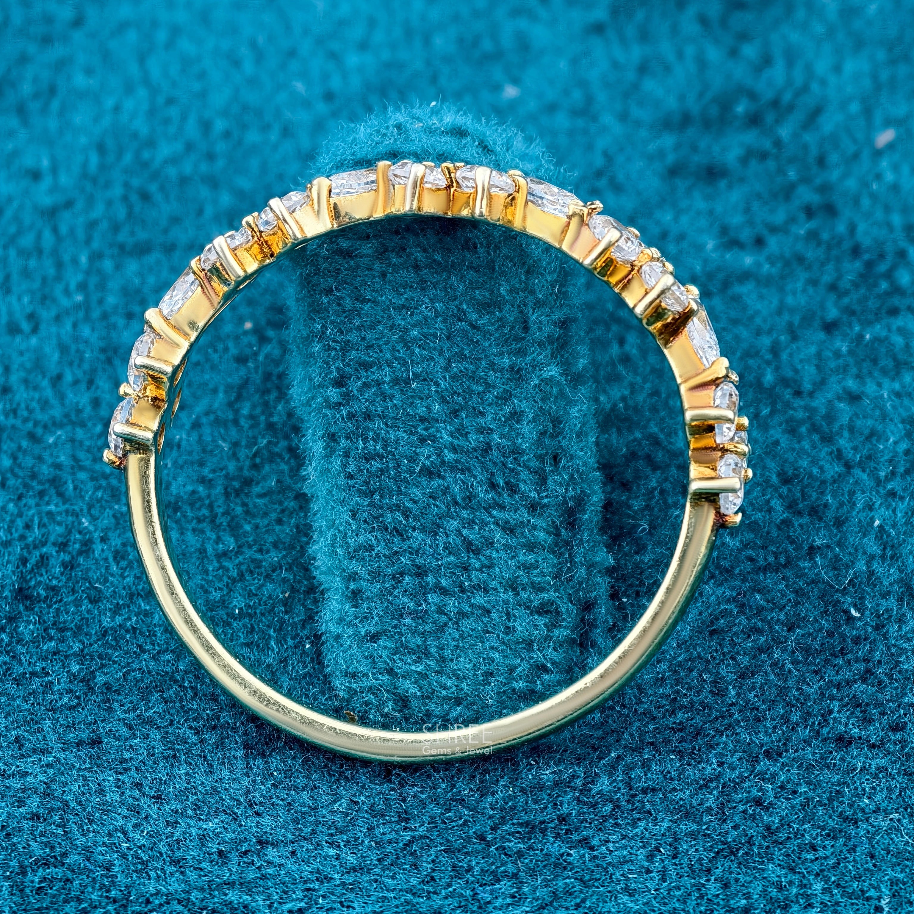 top view of lab grown diamonds eternity band​