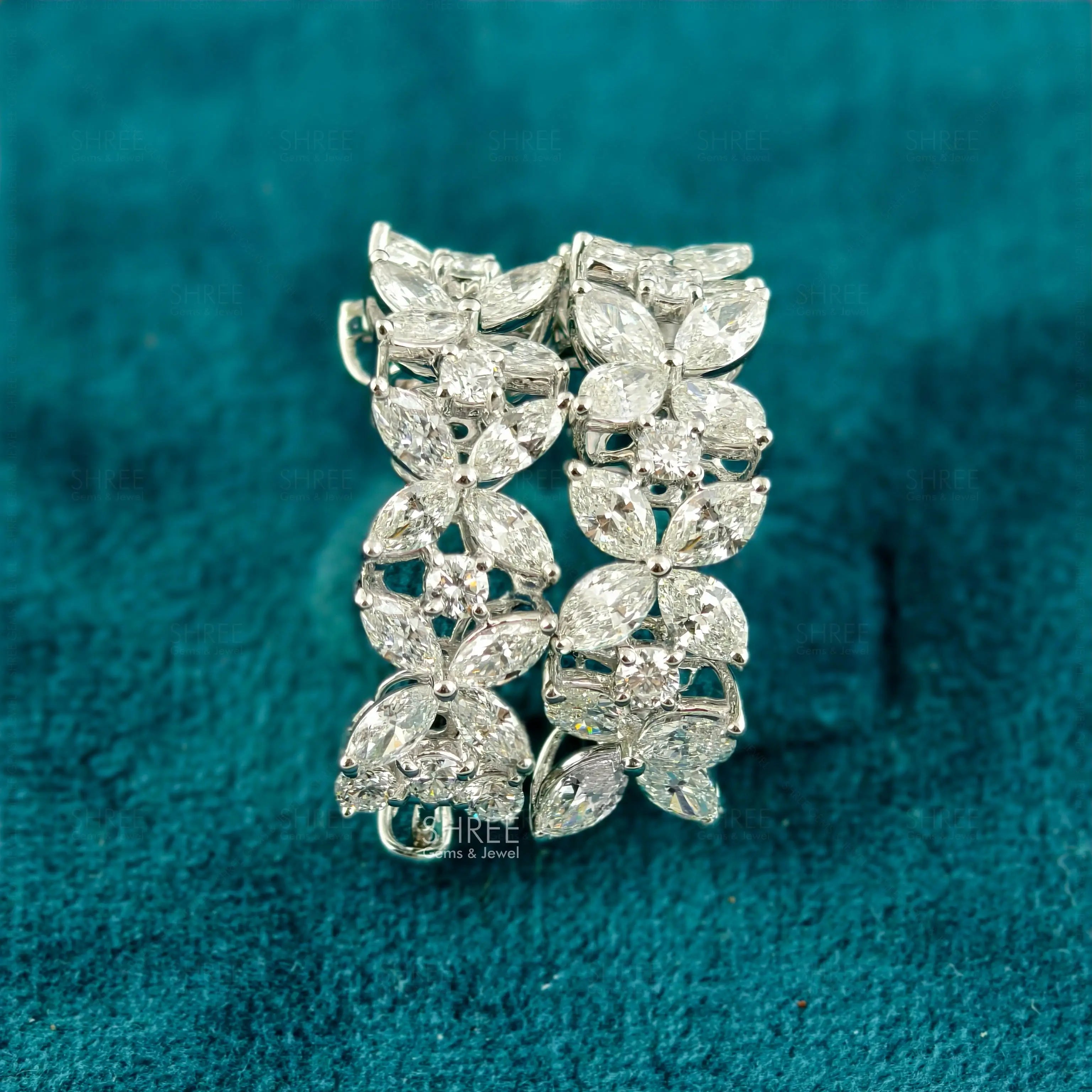 front view of Marquise & Round Diamond Dangle Earrings​