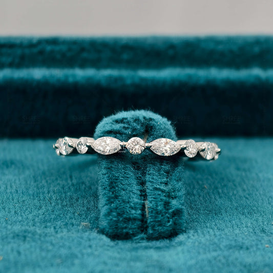 Front View of Marquise and Round Diamond Eternity Ring