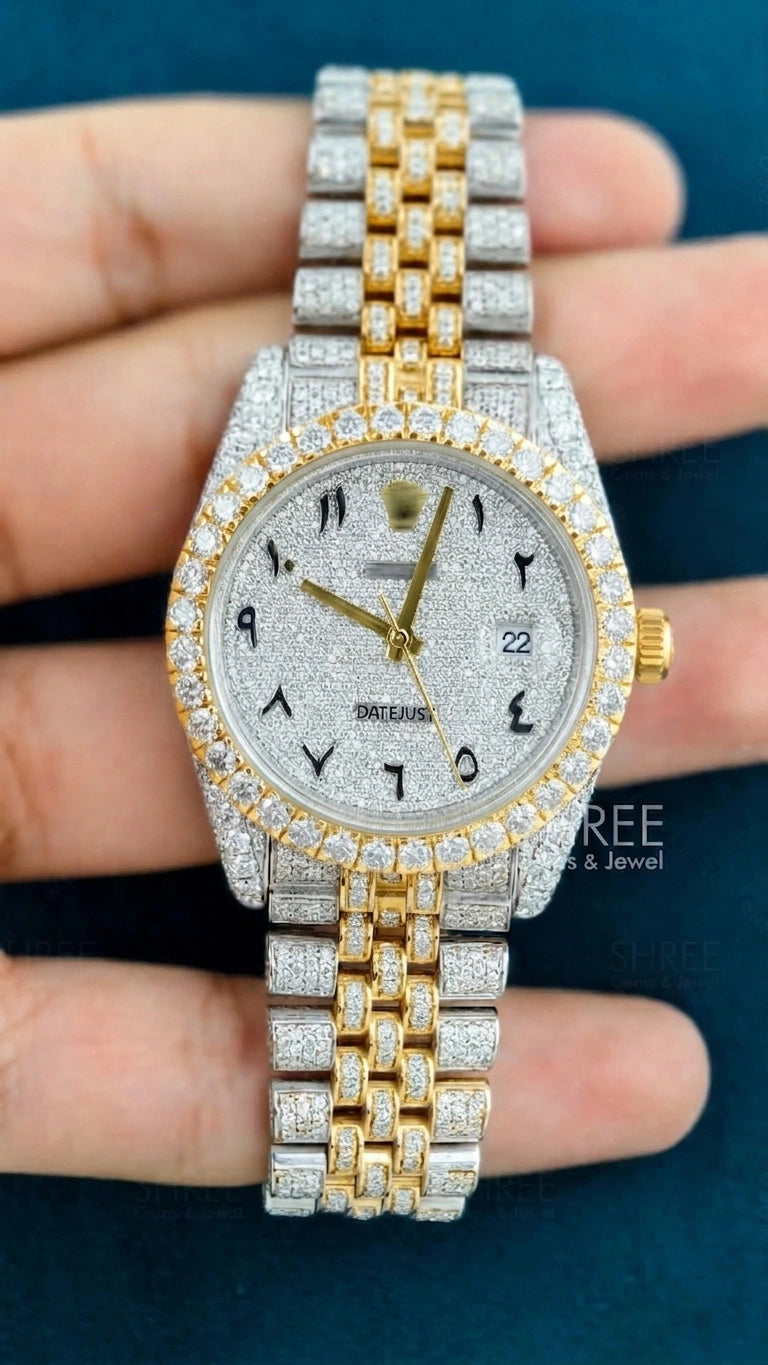 Front View of Men’s Iced Out Watch 41mm – Arabic Dial Jubilee