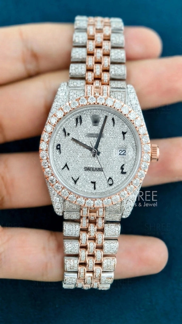 Front View of Men’s Iced Out Watch 41mm – Arabic Dial Jubilee