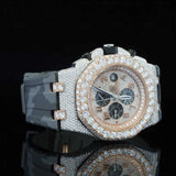 Side View of Military Style Rubber Strap Watch 41mm – Rose Gold Tone Moissanite Dial