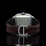 Back Side View of Roman White Dial Brown Leather Strap Moissanite Watch | 41 MM