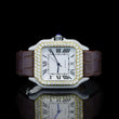 Front View of Roman White Dial Brown Leather Strap Moissanite Watch | 41 MM