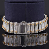 Backside view of Moissanite Square Watch in Roman Dial  41 MM  Yellow Gold Tone