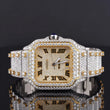 Front VIew of Moissanite Square Watch in Roman Dial  41 MM  Yellow Gold Tone