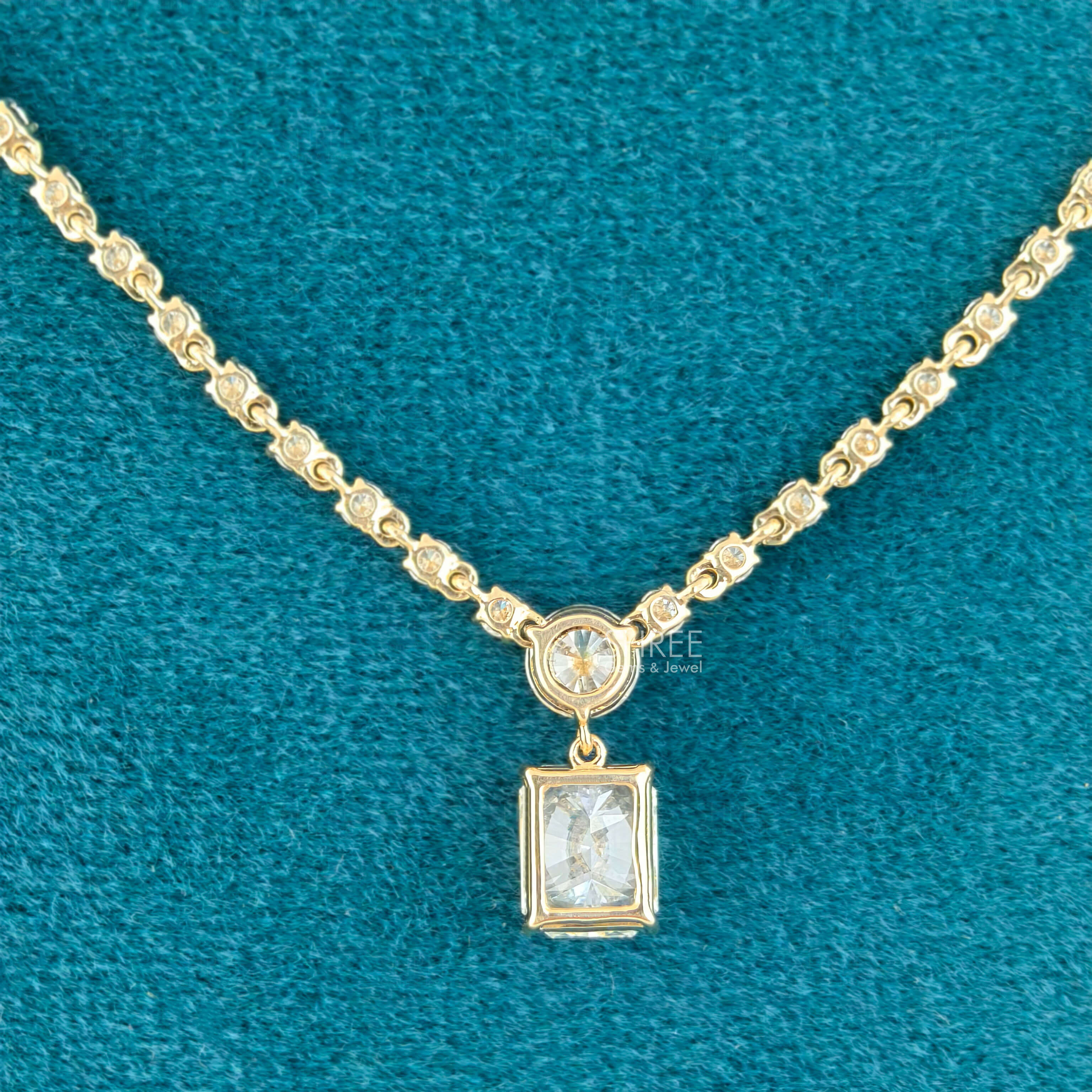 back view of round diamond necklace​
