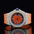 Front view of Sport Orange Rubber Strap Moissanite Watch 41mm Rose Gold Tone