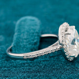 Side Angle of Oval Diamond Halo Engagement Ring