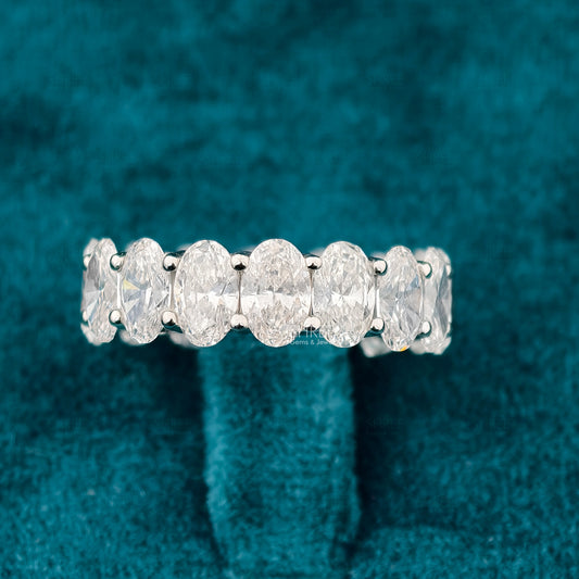 front view of oval lab created diamond bands​

