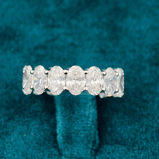 front view of oval lab created diamond bands​
