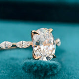 Close Up View of Oval & Marquise Cut Lab Grown Diamond Anniversary Ring
